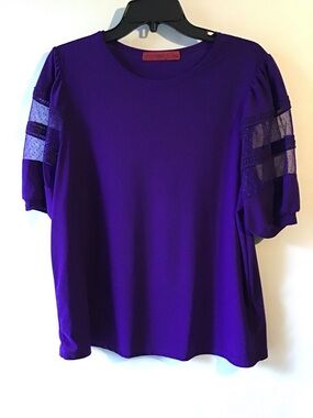 Scarlett Violet Puff Sleeve Lace-Insert Top